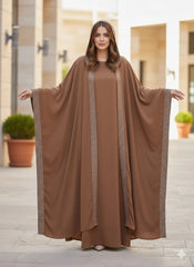 4-Pcs Haleema Abaya Set ( Premium Stones Work )