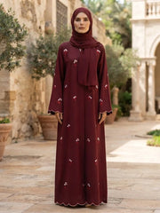 PREMIUM U.A.E STYLE + EMROIDERY LEASER WORK SLEEVES ABAYA SET